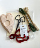 Tramp Art Heart Scissor Keeper with Petit Point Heart Pincushion KIT
