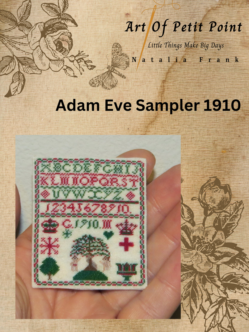 Miniature Sampler Adam Eve 1910