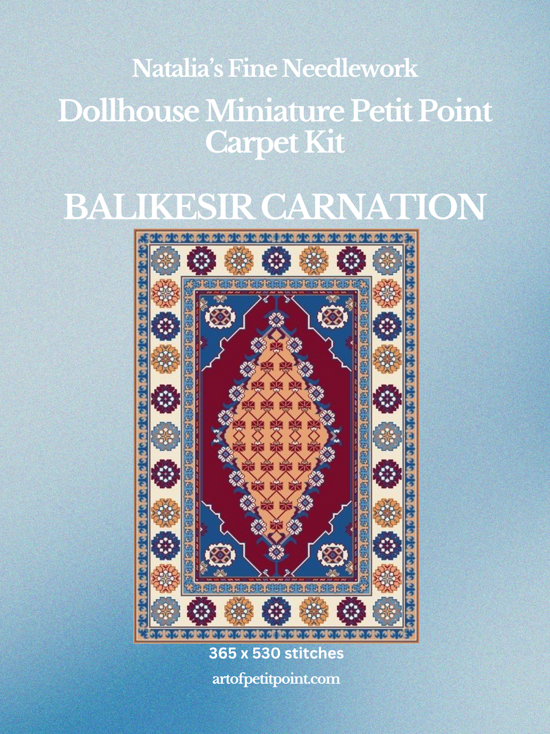 Balikesir Carnation Miniature Carpet Petit Point Kit