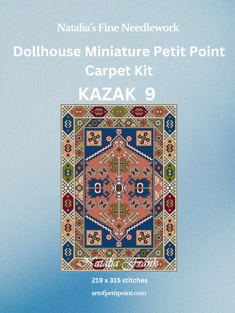 Kazak 9 Miniature Carpet Petit Point Kit