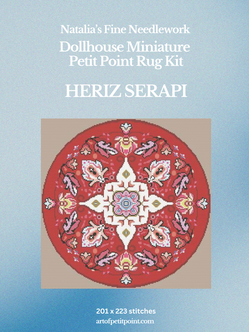 Heriz Serapi Round Miniature Rug Petit Point Kit