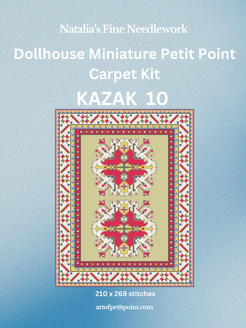 Kazak 10 Miniature Rug Petit Point Kit