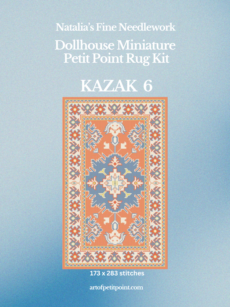 Kazak 6 Miniature Rug Petit Point Kit