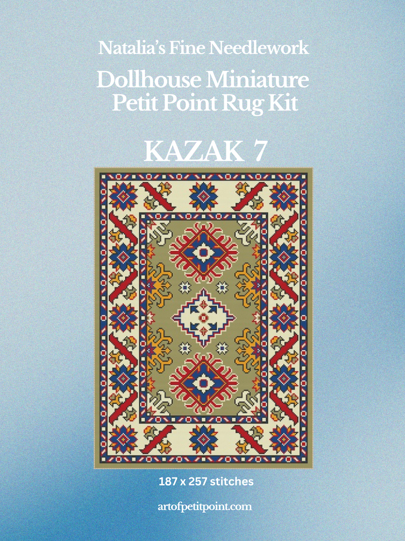 Kazak 7 Miniature Rug Petit Point Kit