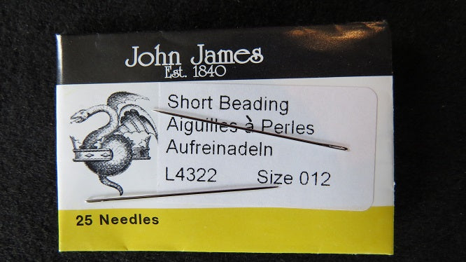 John James SHORT Beading Needle, size 12, 1 needle